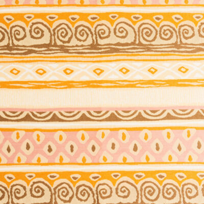 Tissu Traditionnel Linéaire en Coton - Beige, Brun, et Jaune