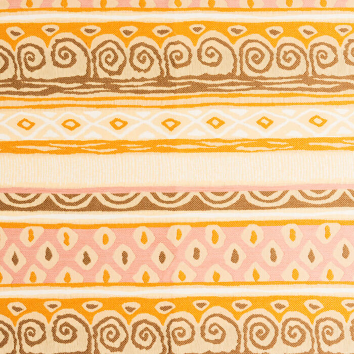 Tissu Traditionnel Linéaire en Coton - Beige, Brun, et Jaune