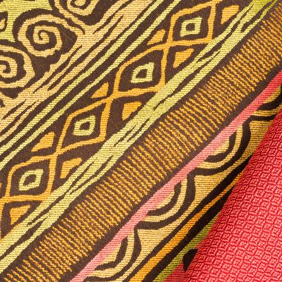 Tissu Traditionnel avec Motifs Géométriques et Abstraits - Tons Terreux