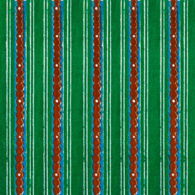 Tissu Rayé en Coton - Vert, Bleu et Brun