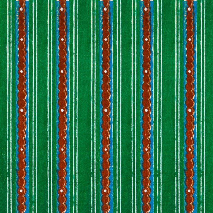 Tissu Rayé en Coton - Vert, Bleu et Brun